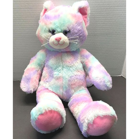 Build a Bear Kitty Cat BAB Plush Swirl Pastel Tie-Dye Pink Purple Stuffed Animal - Picture 4 of 10